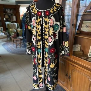 lightweight floral duster coat from India